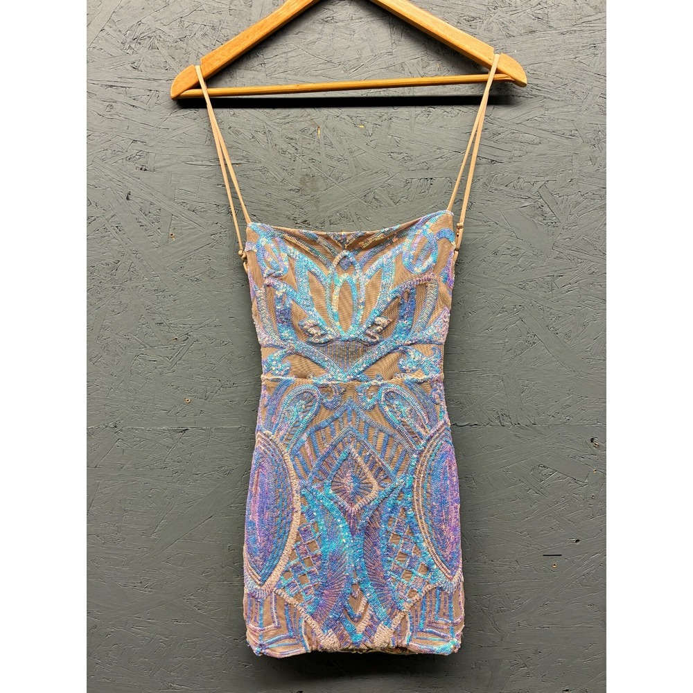 Lucy in the Sky Iridescent Blue-Purple Sequin Mini Dress